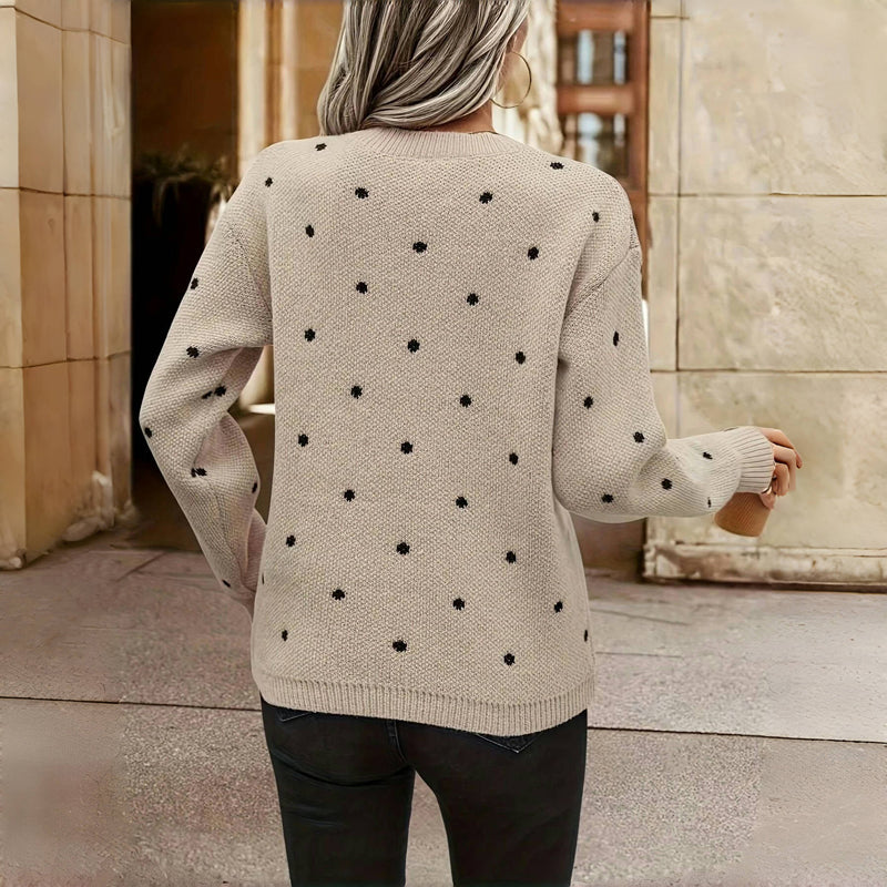 Ingrid™ | Stickad Polkadottröja – Lekfull och Bekväm