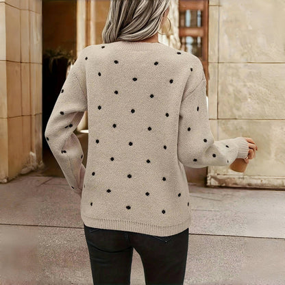 Ingrid™ | Stickad Polkadottröja – Lekfull och Bekväm