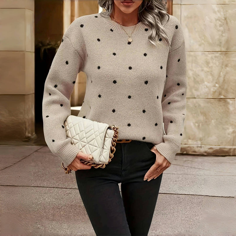Ingrid™ | Stickad Polkadottröja – Lekfull och Bekväm