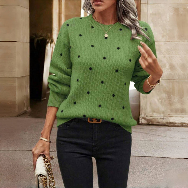 Ingrid™ | Stickad Polkadottröja – Lekfull och Bekväm