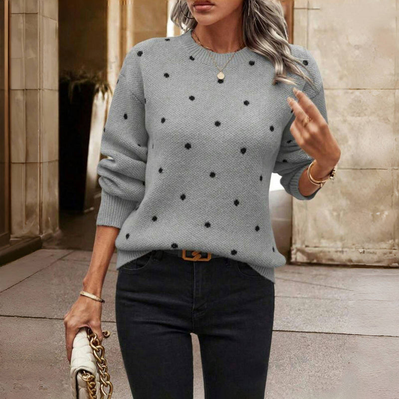 Ingrid™ | Stickad Polkadottröja – Lekfull och Bekväm